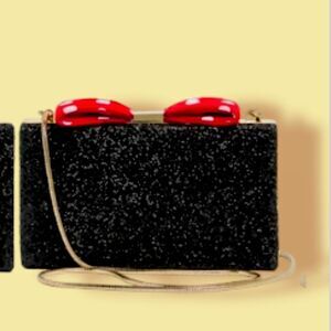 Kate Spade ♠️ New York Minnie Mouse Bow Clasp Glitter Clutch ✨